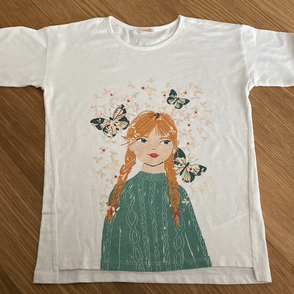 Zara Kids Collection Girl Printed Long Sleeve Cotton Tee Top Size 9
